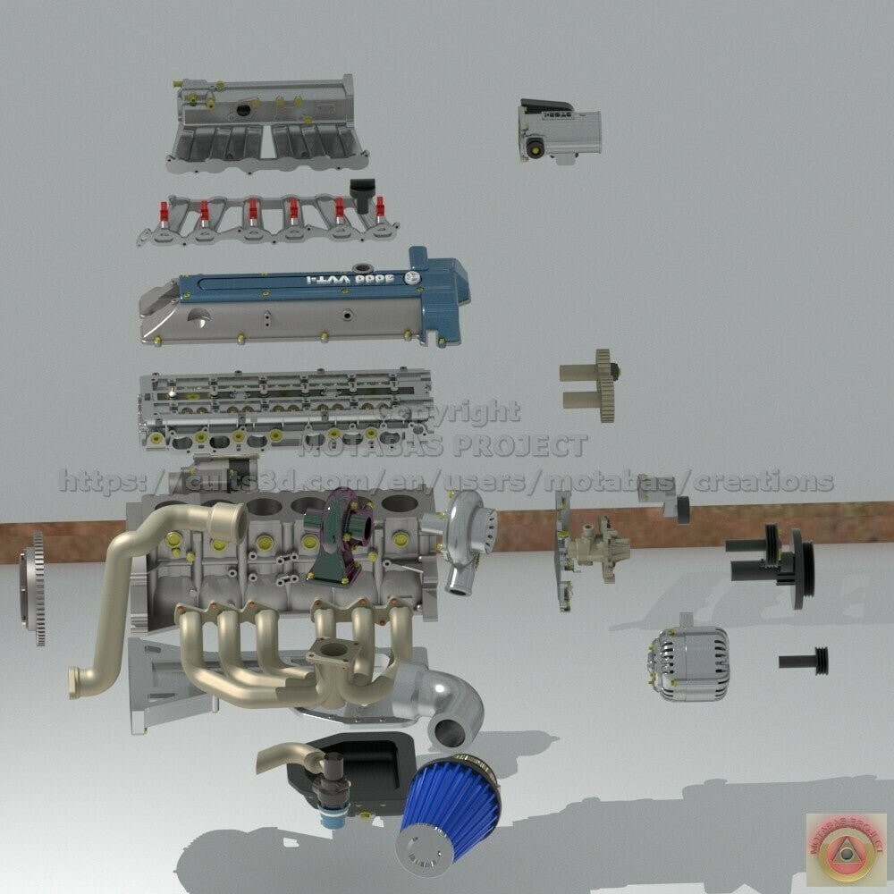 1:25 Scale Resin Toyota 2JZ Single Turbo Engine Resin Kit